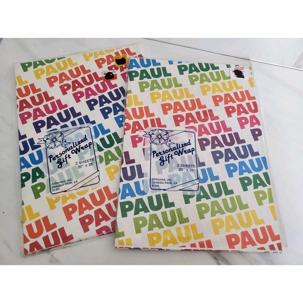 PAUL Vintage Stravina Personalized Gift Wrap Wrapping Paper Name RAINBOW gift